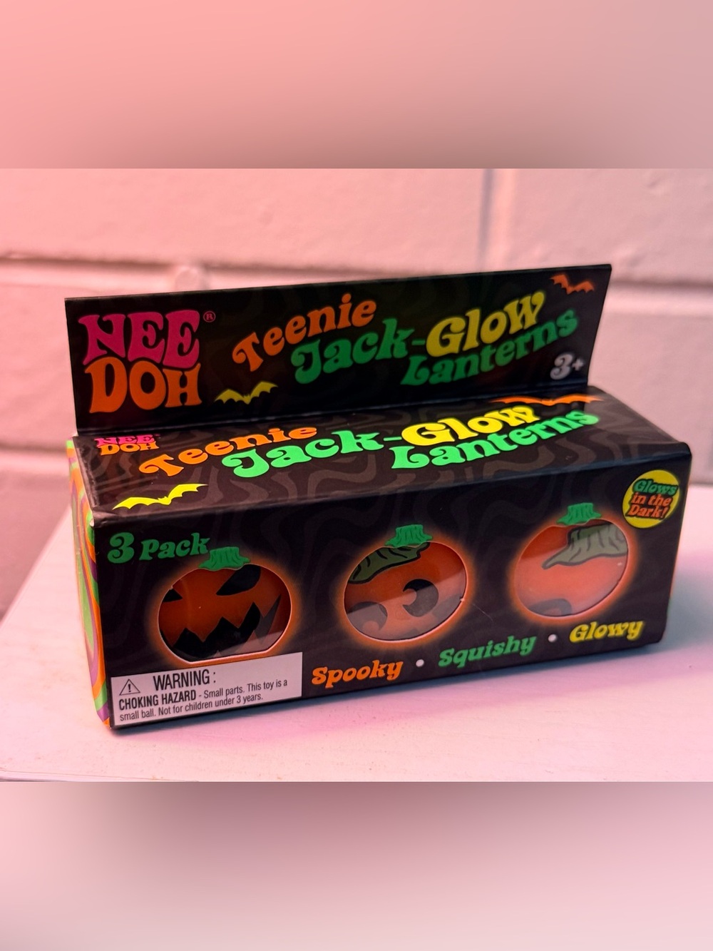 NeeDoh Teenie Jack Glow Lanterns 3 Pack Halloween Squishy NEW